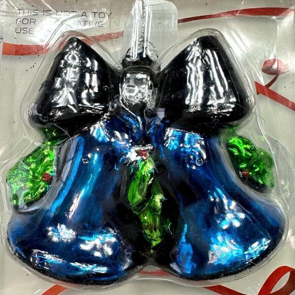 NFL Carolina Panthers Football Bell Glitter Christmas Holiday Ornaments Set of 6 - Picture 5 of 8